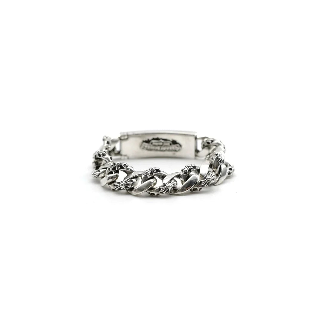 Chrome Hearts Silver Cross Link Cuban Bracelet